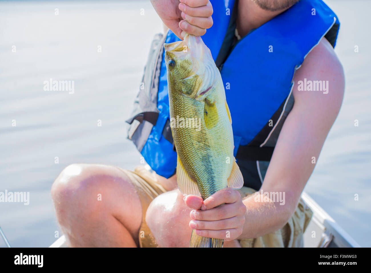 Fisherman with freshly caught freshwater drum fish in lake Erie, Ontario, Canada Stock Photo Alamy