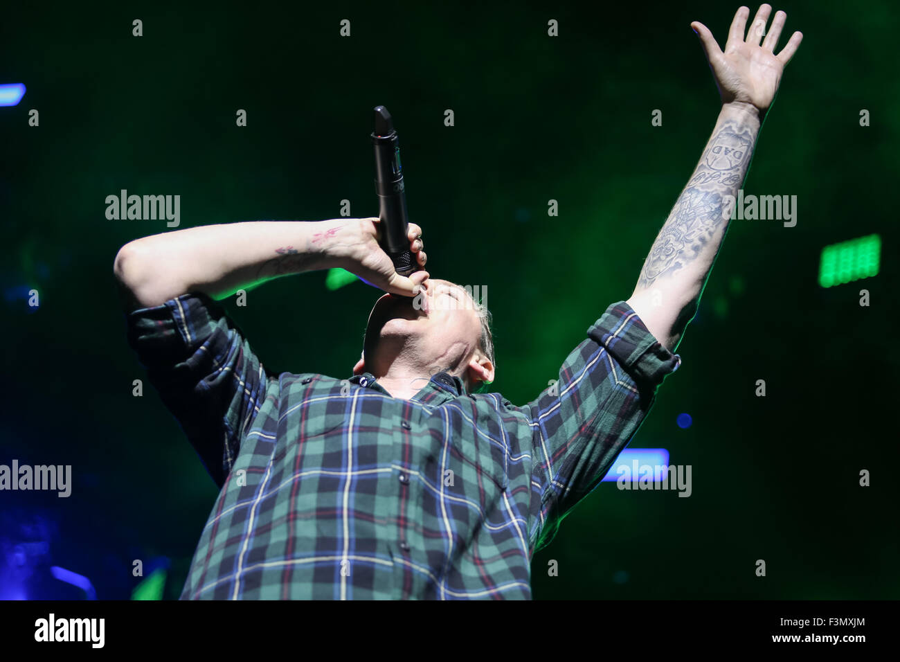 Manchester, UK. 9th October, 2015. Professor Green performs live at Manchester Arena supporting Fall Out Boy on their recent UK tour. Credit:  Simon Newbury/Alamy Live News Stock Photo