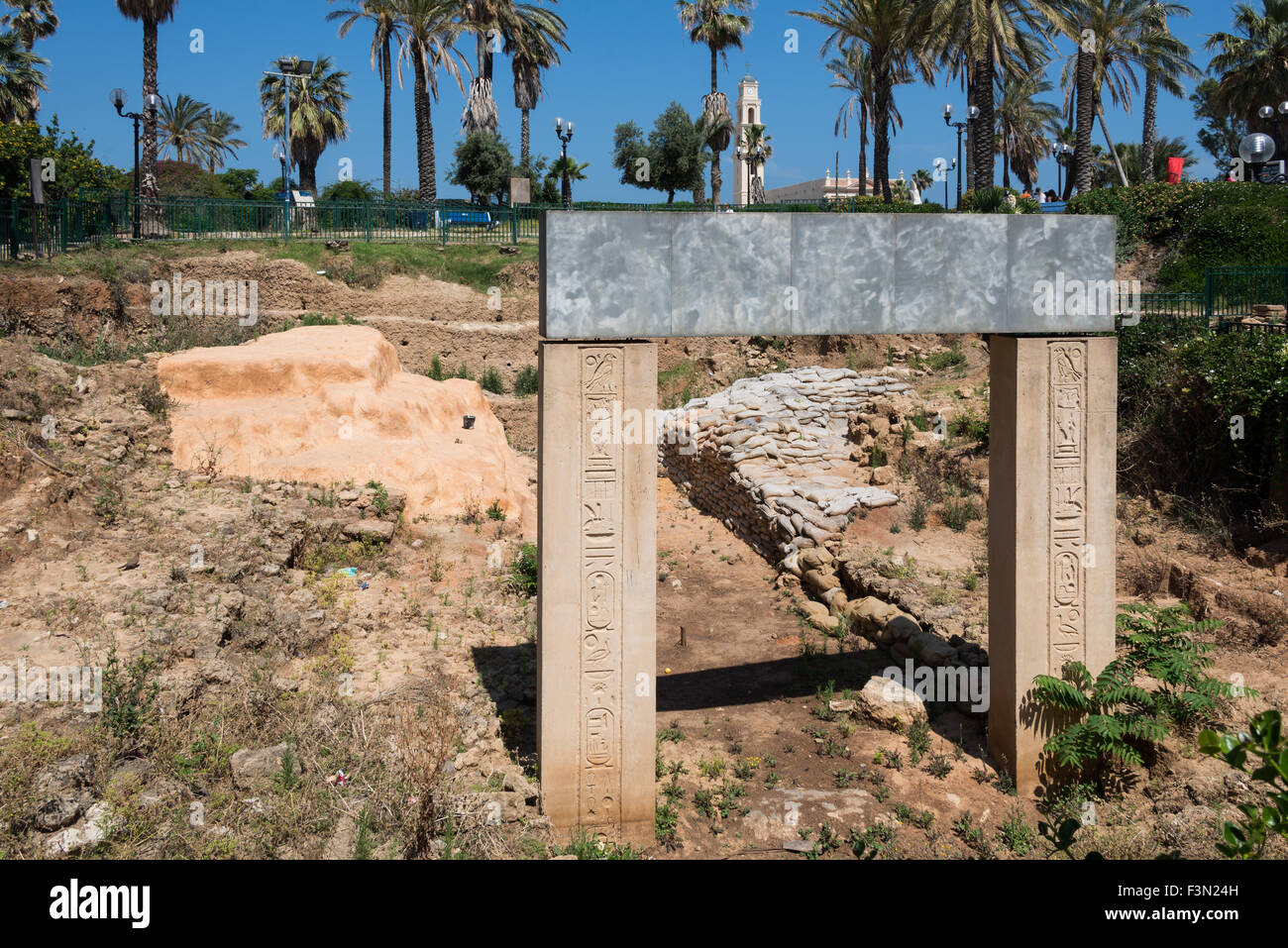 Egyptian Gate of Ramases II at Jaffa, Israel Stock Photo