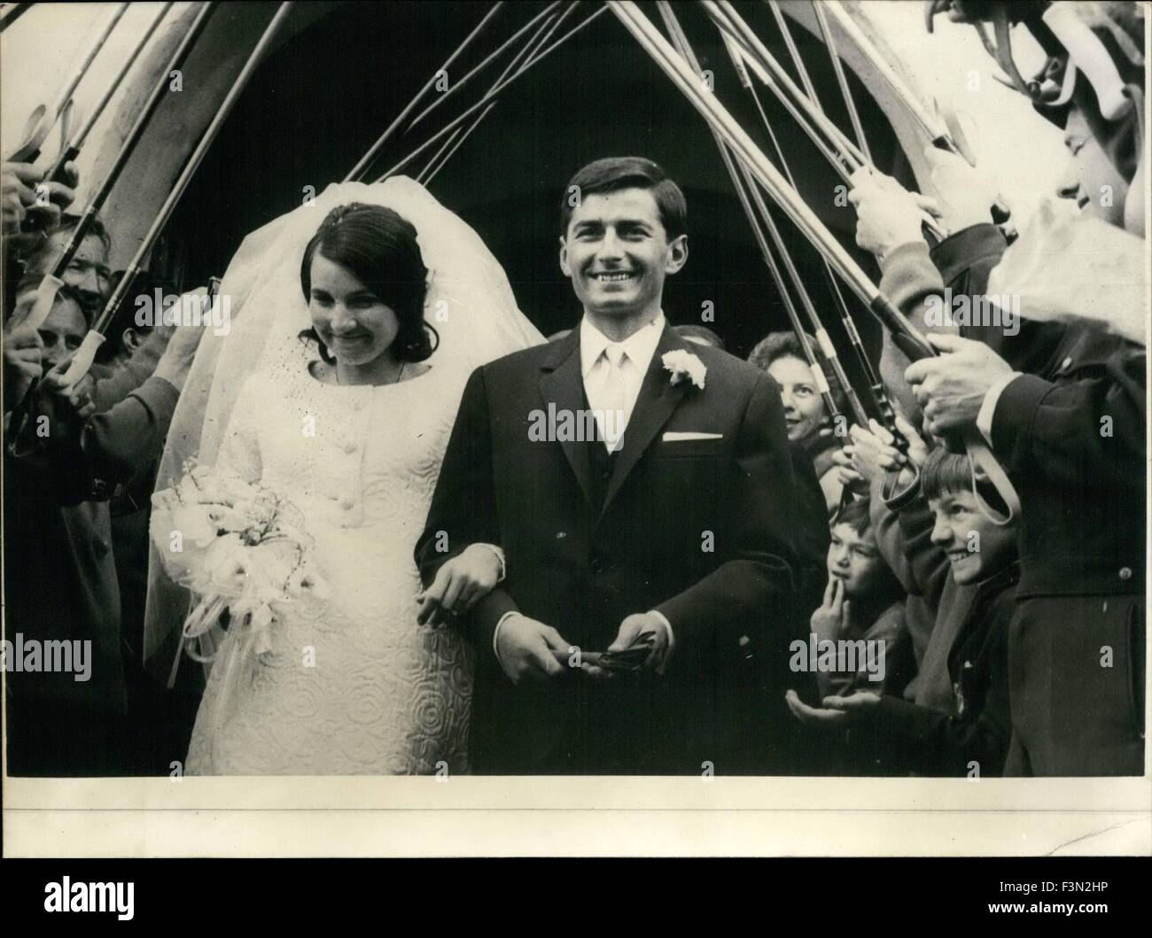 Jan. 09, 1958 - Christine Goltgchel's Wedding: Picture Shows: Christine Goitschel coming out of the church with her husband. © Keystone Pictures USA/ZUMAPRESS.com/Alamy Live News Stock Photo