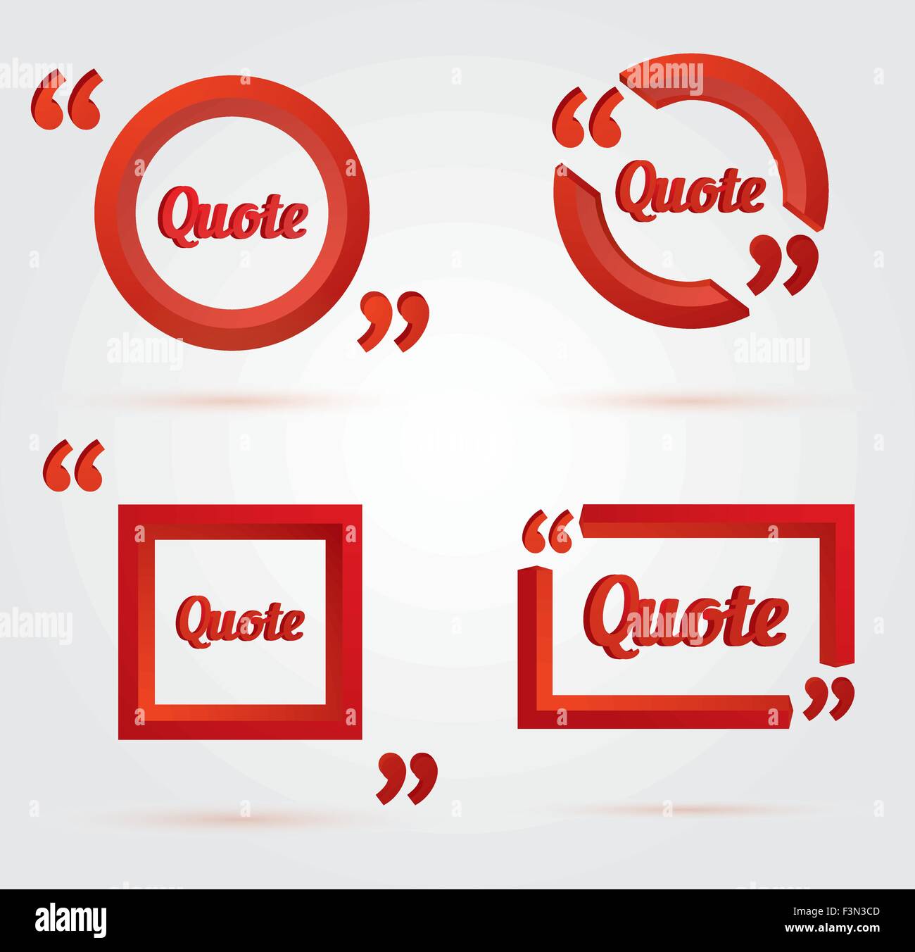 Set of Quote template with 3d red form. Quote bubble. Empty template. Vector illustration Stock Vector