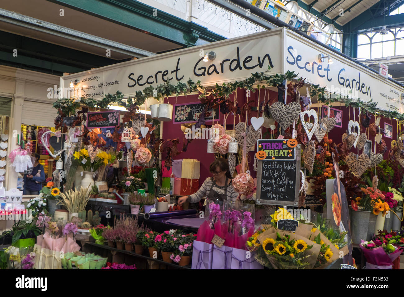 Cardiff central Market Cardiff Wales UK secret gardens stall Stock