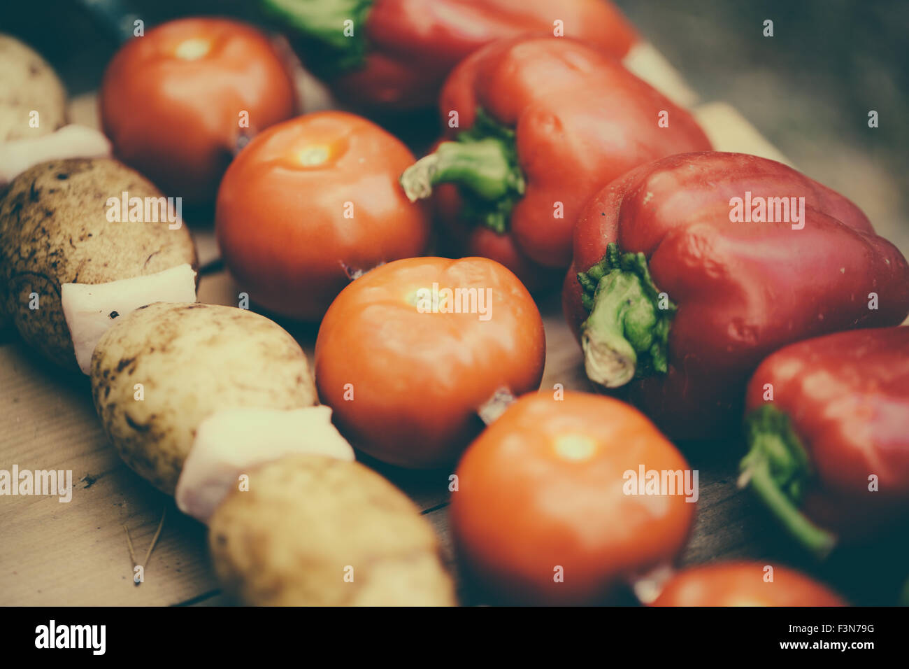 Vegetables on skewers. Stock Photo