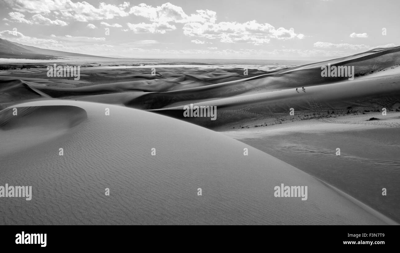Black and white view of the Sand Dunes National park, Colorado, USA Stock Photo