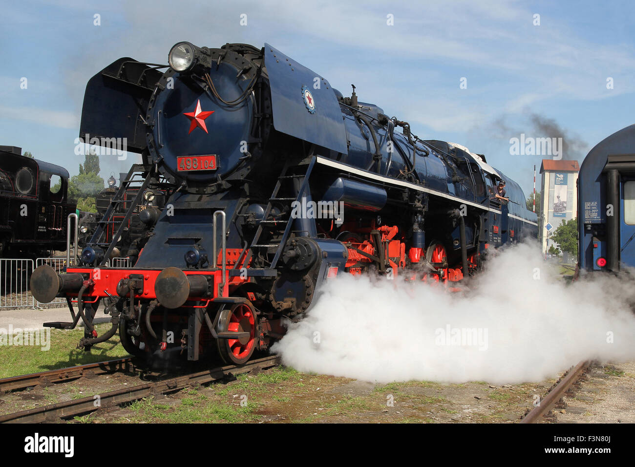 'Albatros' steam locomotion with soviet red star Stock Photo