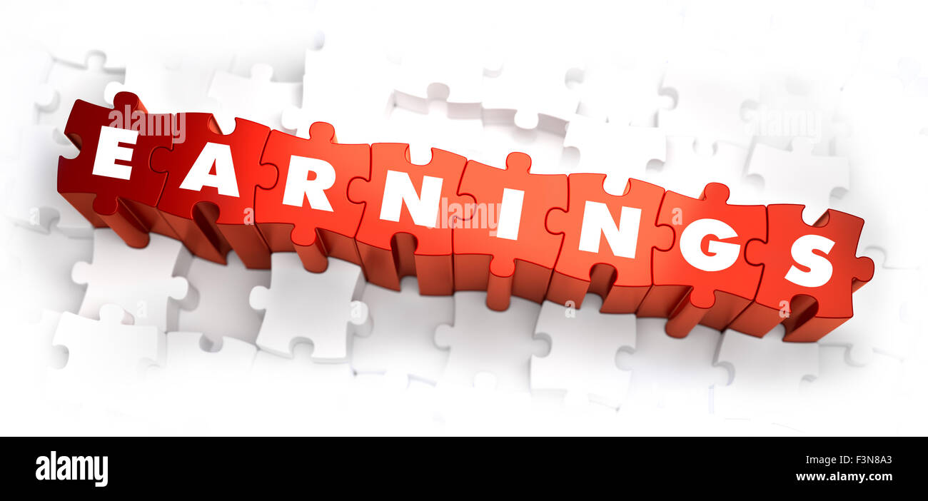 Earnings - Text on Red Puzzles. Stock Photo