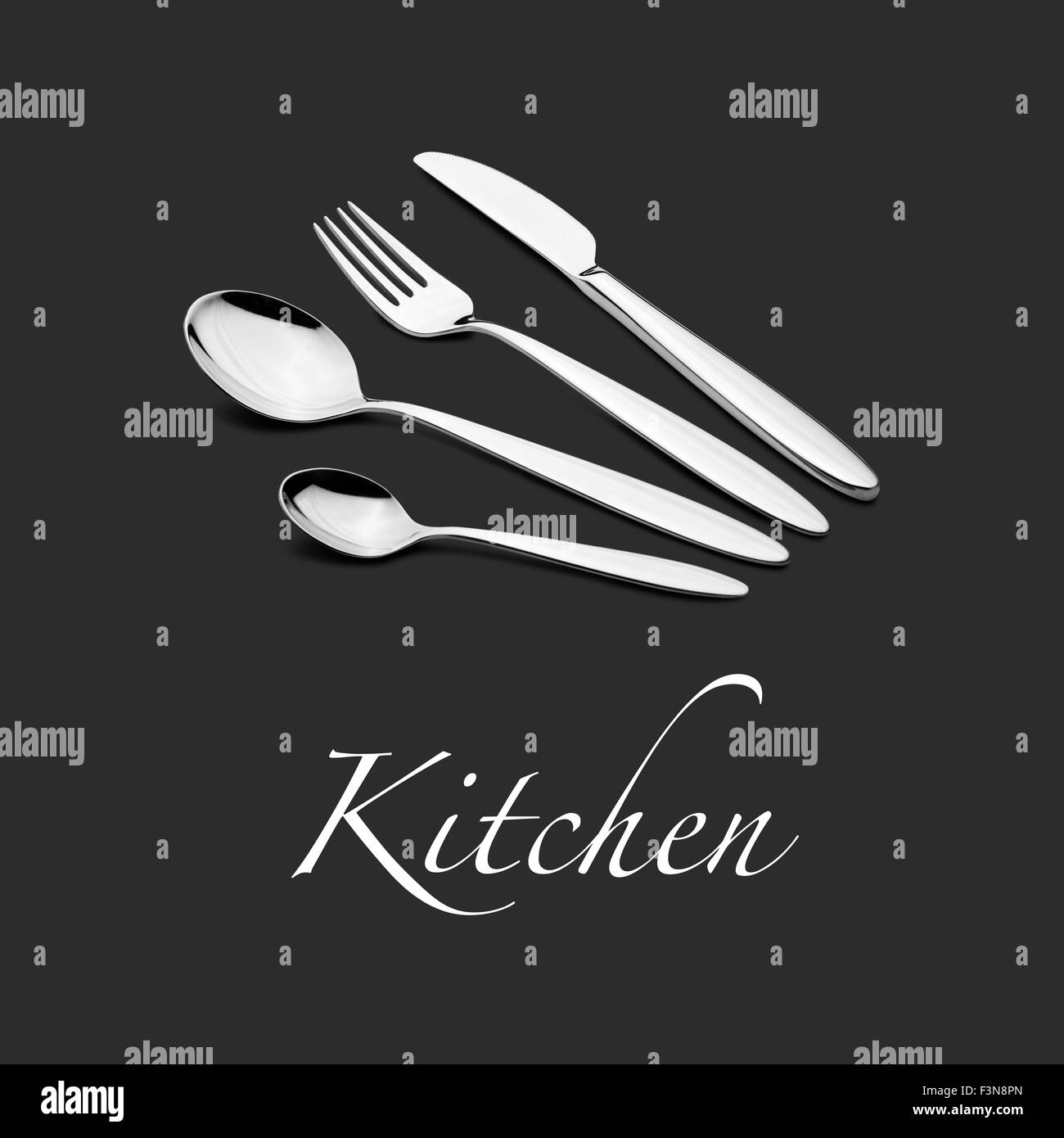 Silverware Set with Fork, Knife, and Spoons for Kitchen Stock Photo Alamy