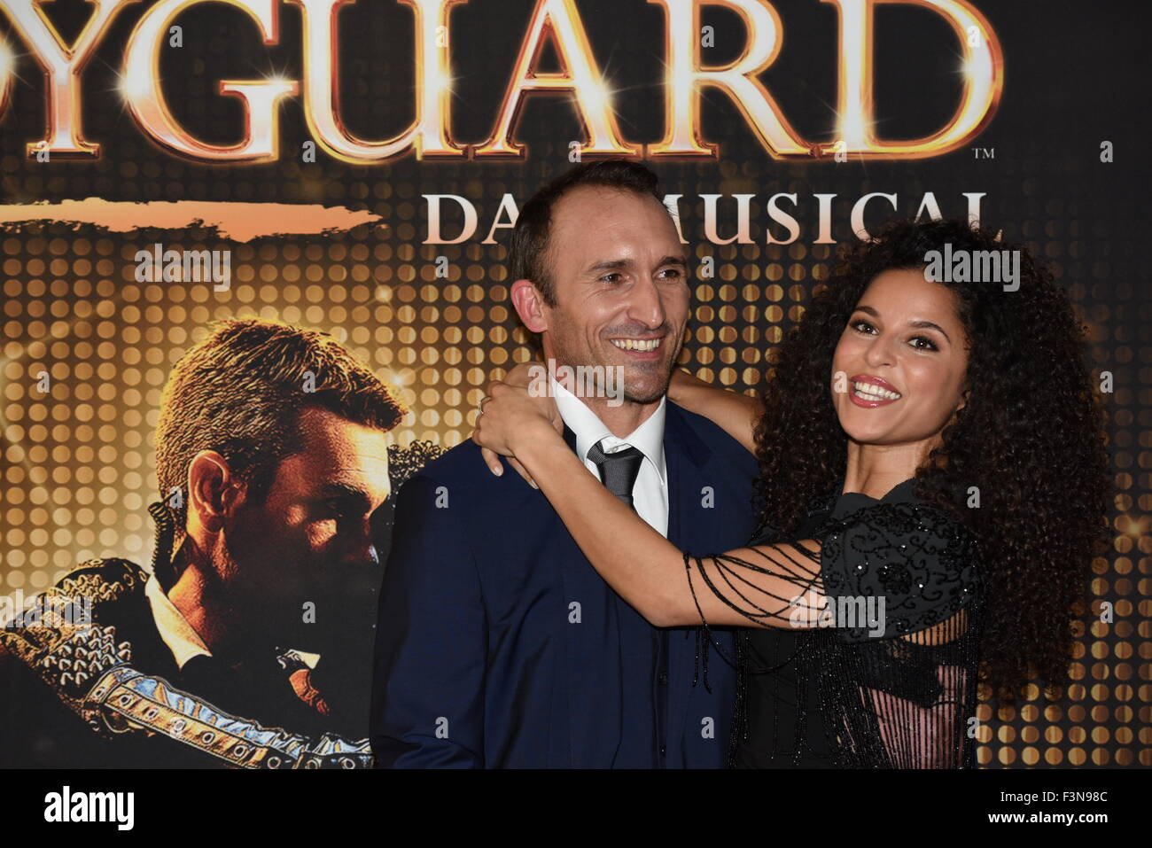 Cologne, Germany. 08th Oct, 2015. Leading performers Juergen Fischer (L) and Patricia Meeden pose during a press conference for the musical 'Bodyguard - The Musical' in Cologne, Germany, 08 October 2015. The musical will start its run at the Musical Dome in Cologne in November. Photo: Horst Galuschka/dpa - NO WIRE SERVICE -/dpa/Alamy Live News Stock Photo