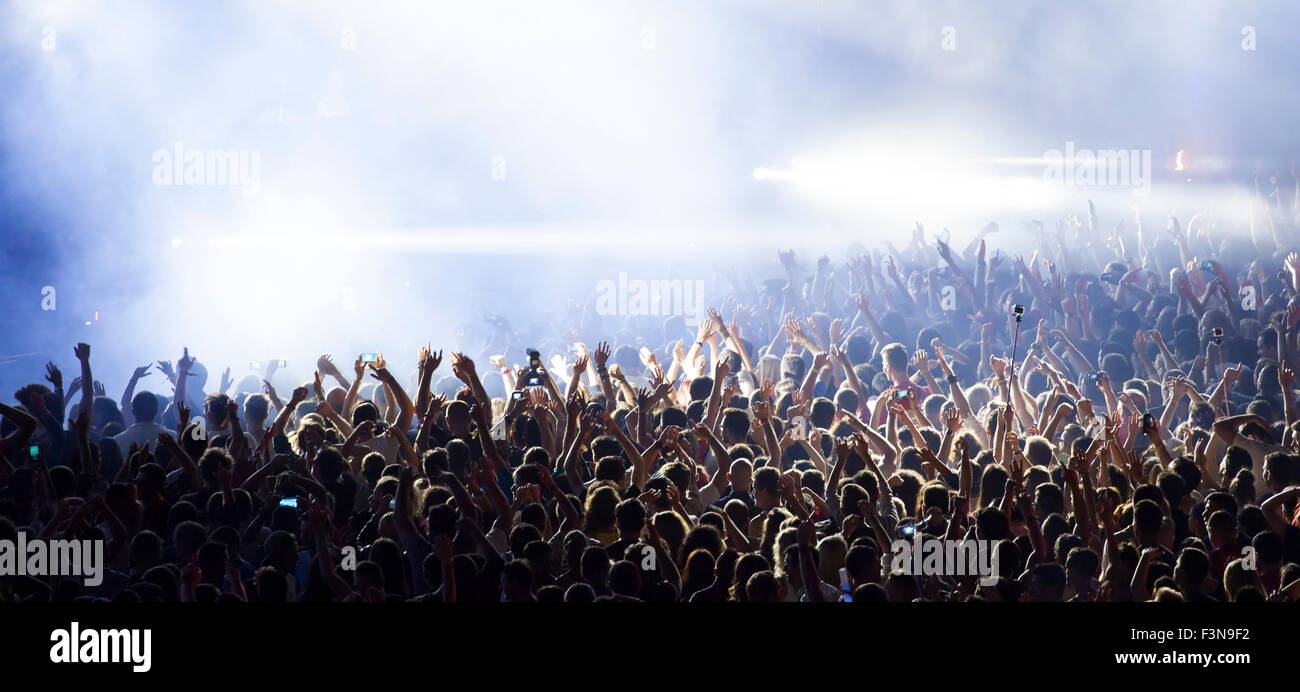 Cheering crowd at a concert Stock Photo - Alamy