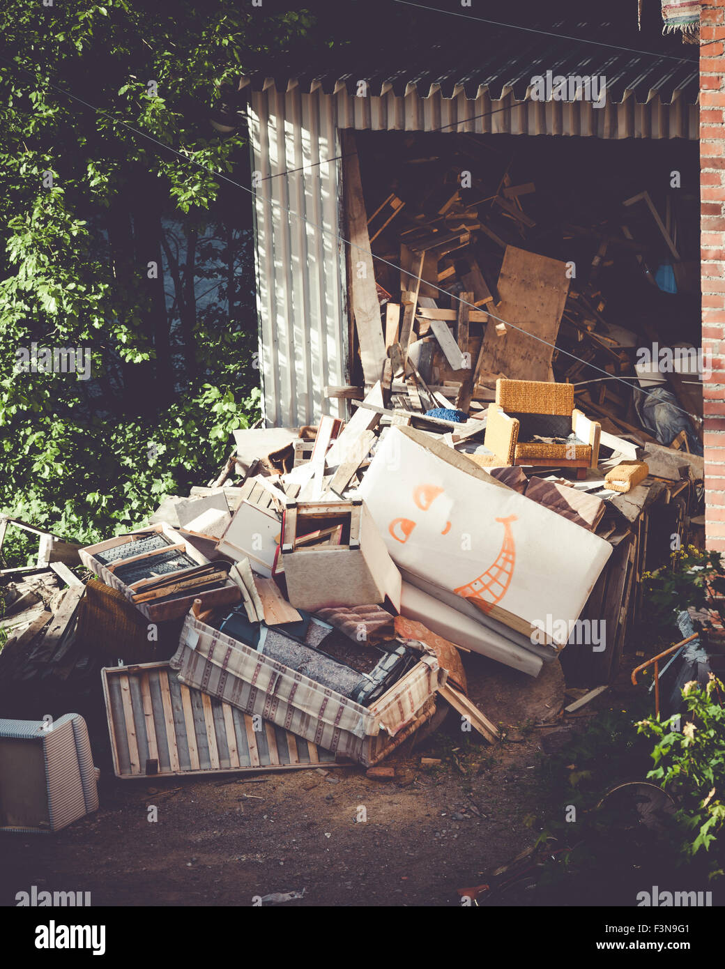 Funny broken furnitures trash pile Stock Photo Alamy