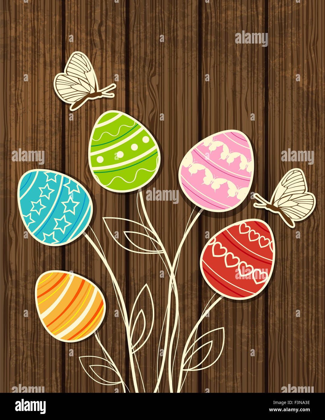 Wooden Easter background with eggs Stock Photo - Alamy