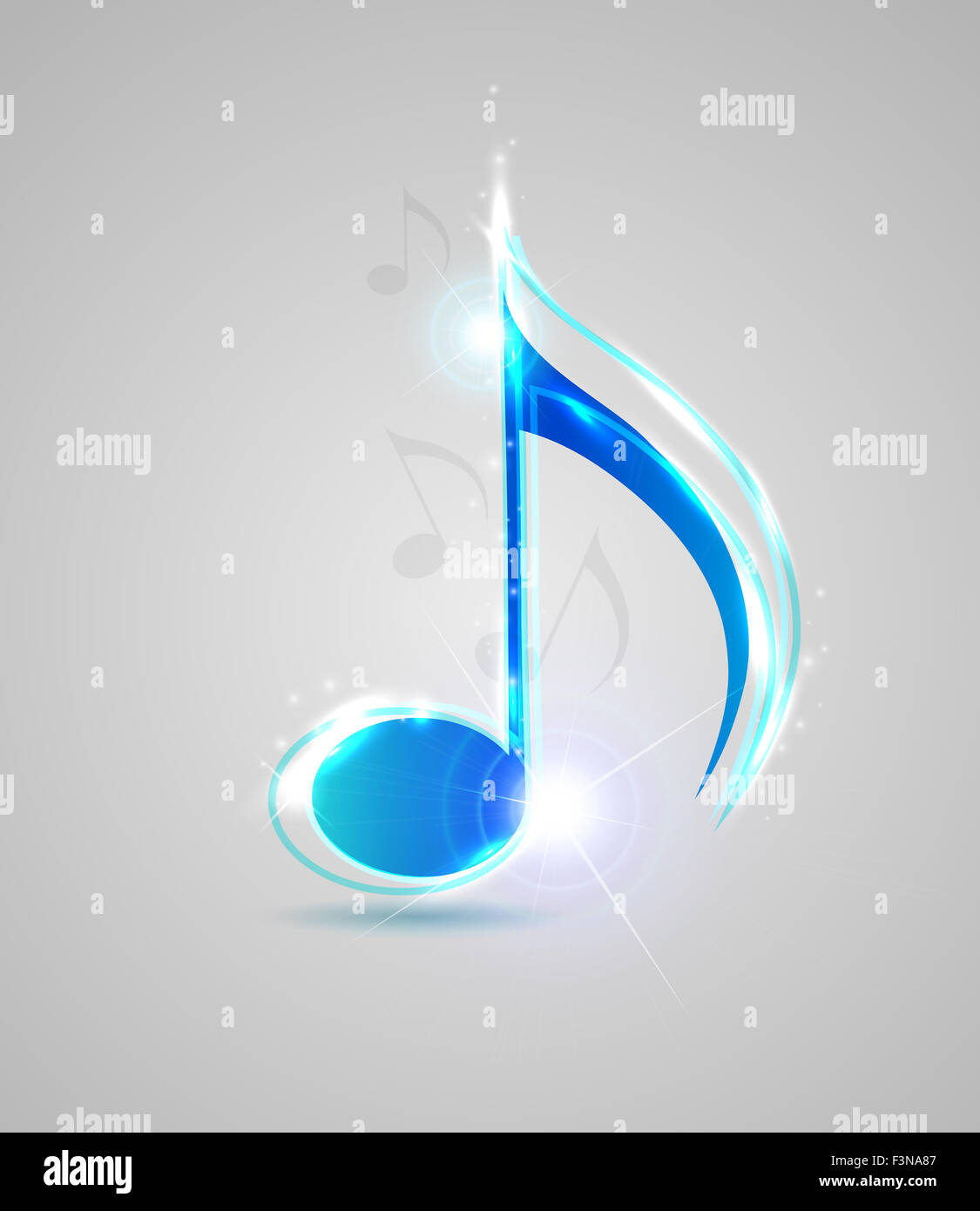 Music background with blue shining note Stock Photo - Alamy