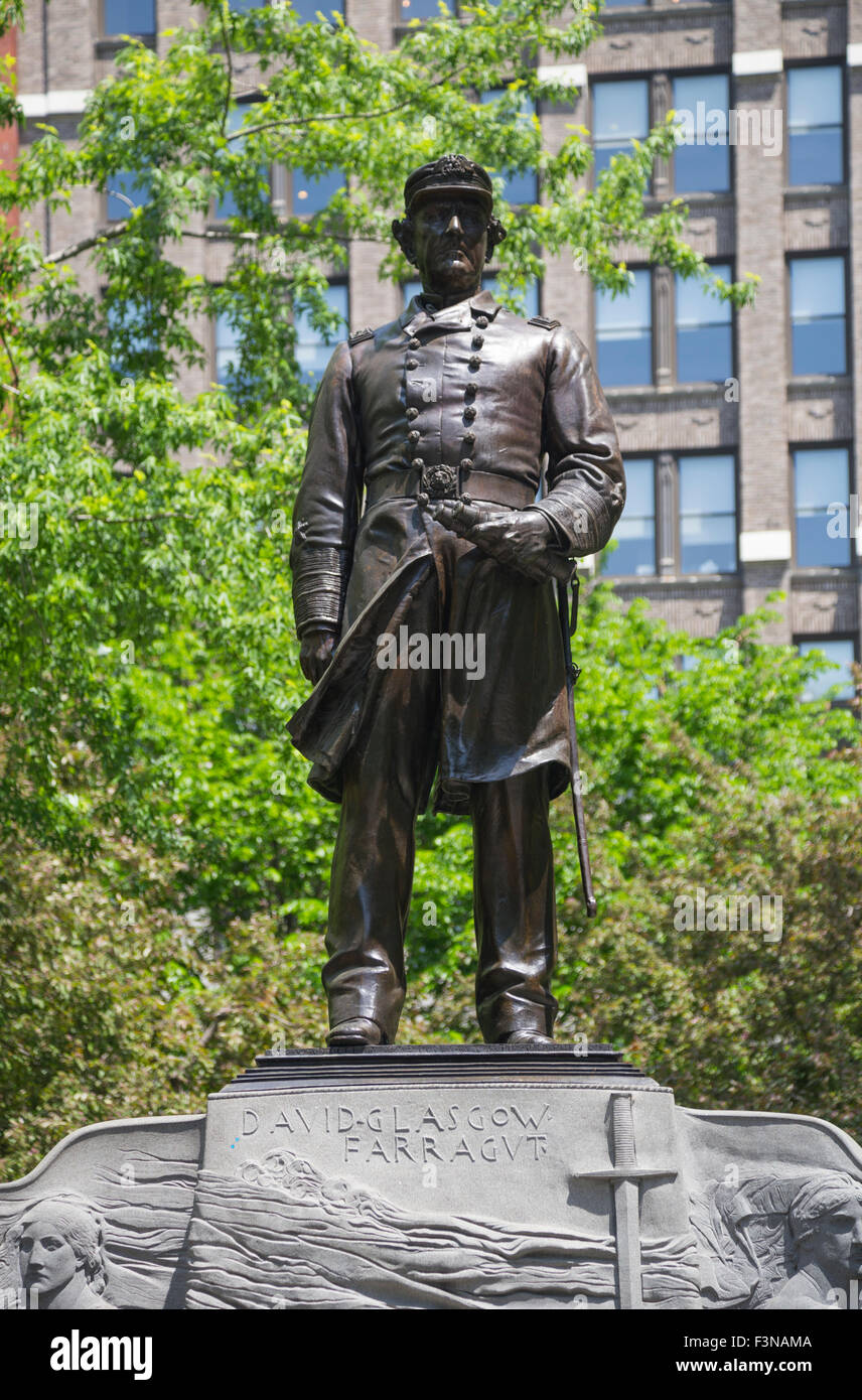 Statue of Admiral David Glasgow Farragut in Madison Square Park, New York City Stock Photo