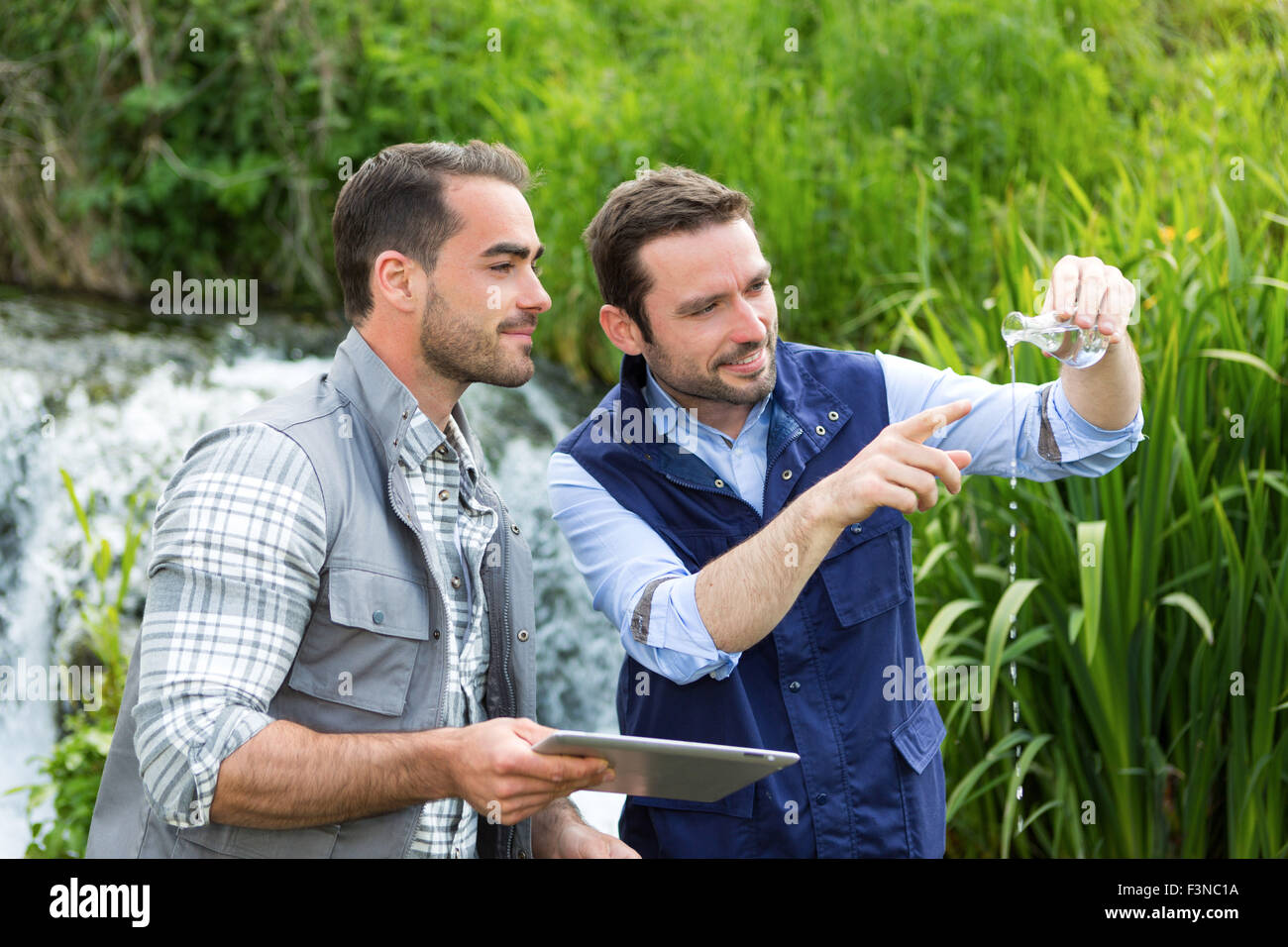 View of a Scientist and biologist working together on water analysis