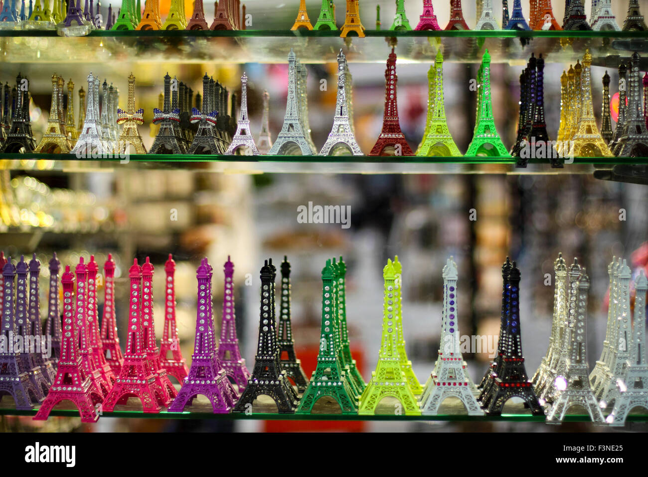 Eiffel Tower souvenirs in Paris, France Stock Photo