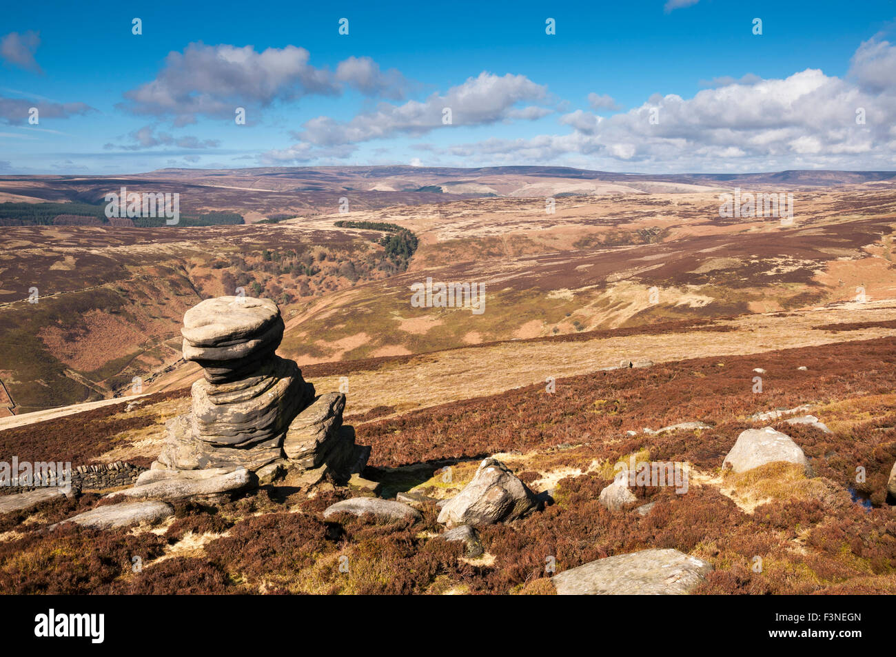 The salt cellar, a gritstone outcrop on Derwent edge in the Peak