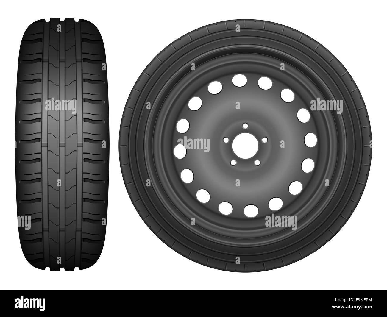 Car wheel rim tire on a white background Stock Photo Alamy