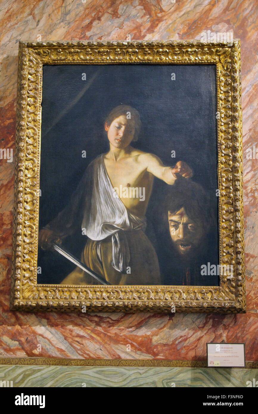 Caravaggio david with head of goliath hires stock photography and