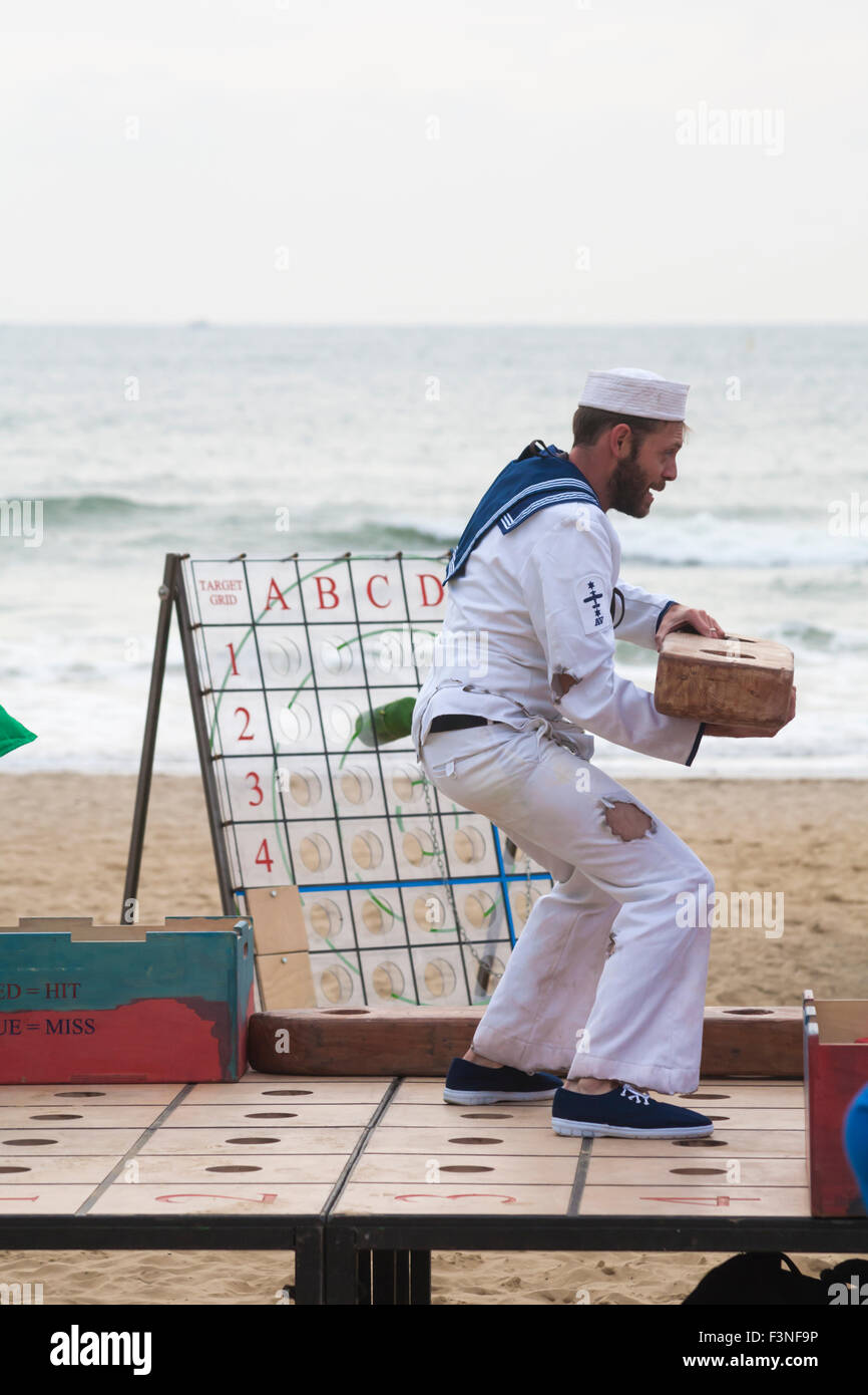 Bournemouth, Dorset, UK. 10 October 2015. Bournemouth Arts by the Sea Festival returns for a fifth year with festival entertainment - Massive Battleships - visitors take part in the super-sized team version of this classic game Credit:  Carolyn Jenkins/Alamy Live News Stock Photo
