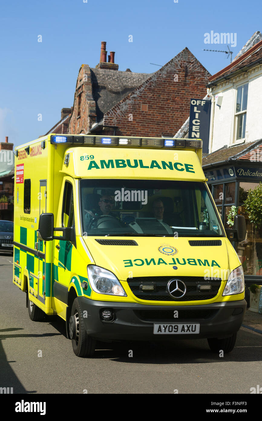 Norfolk Village ambulance responding to Emergency call England UK Stock Photo