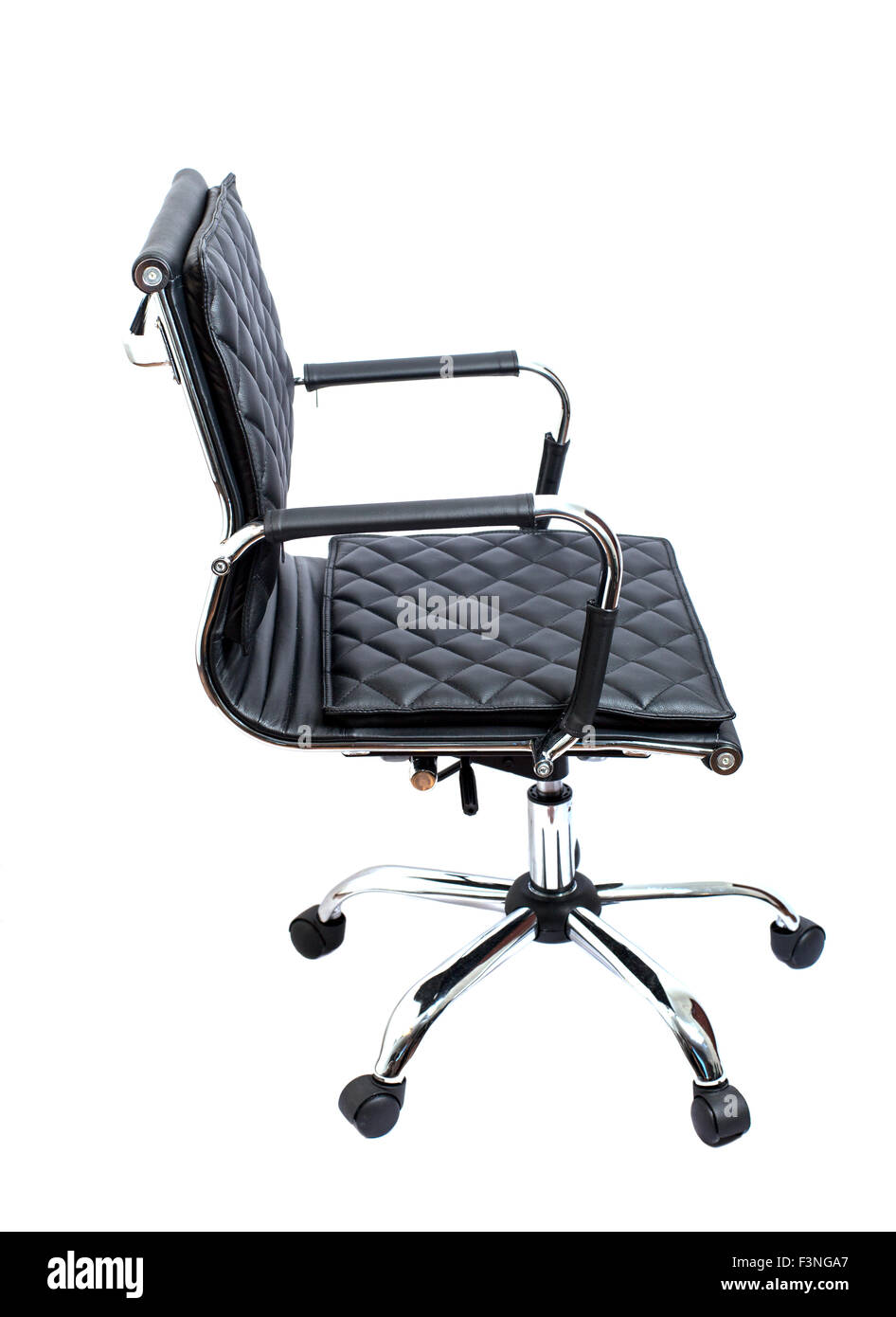 Black leather office armchair isolated on white background Stock Photo