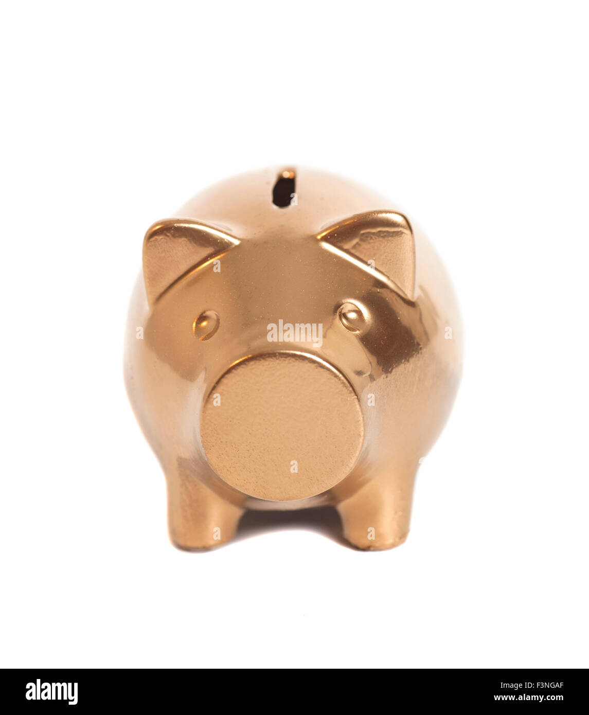 The Golden Pig piggy bank on white background Stock Photo - Alamy