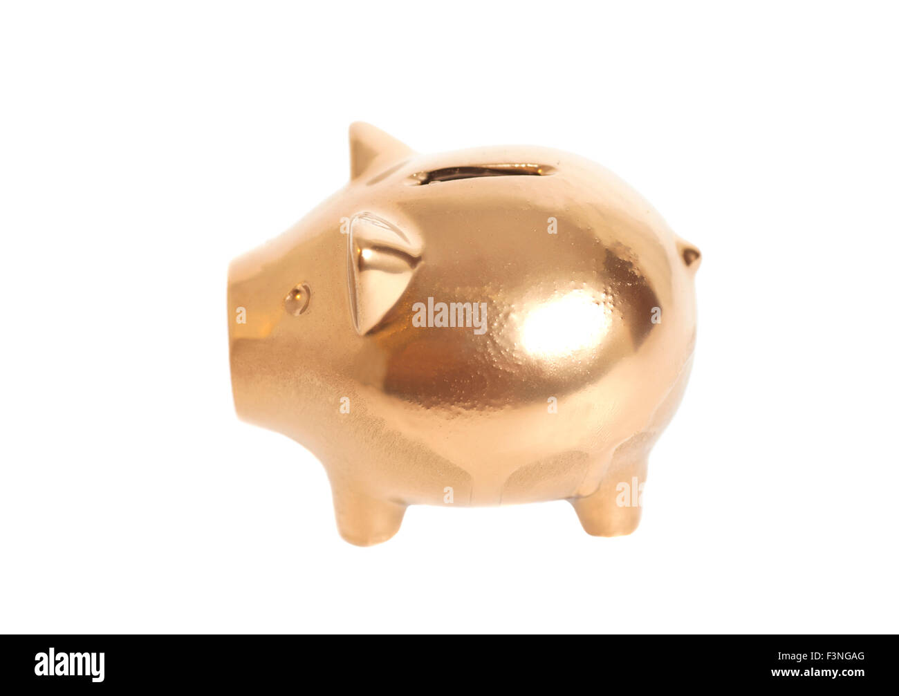 Golden Piggy Bank isolated on white background Stock Photo - Alamy