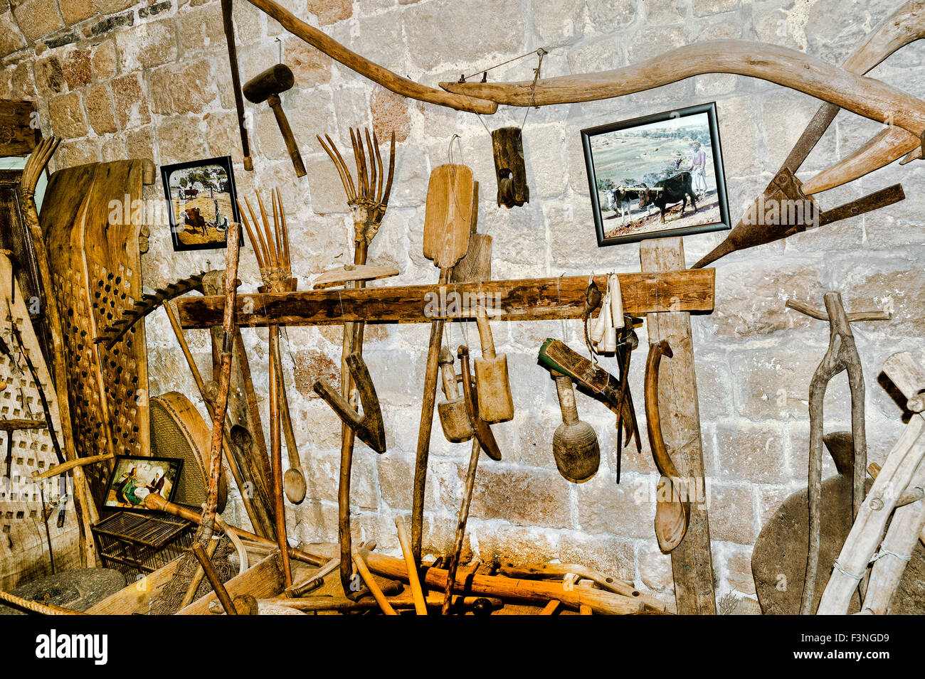 But a museum piece: a wooden implements eastern peasant Stock Photo
