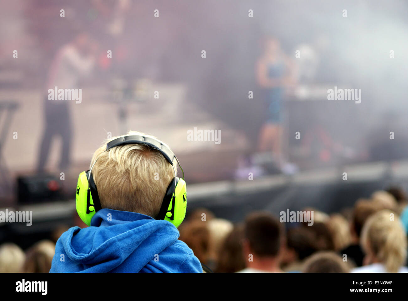 Loud music, protect your kids Stock Photo