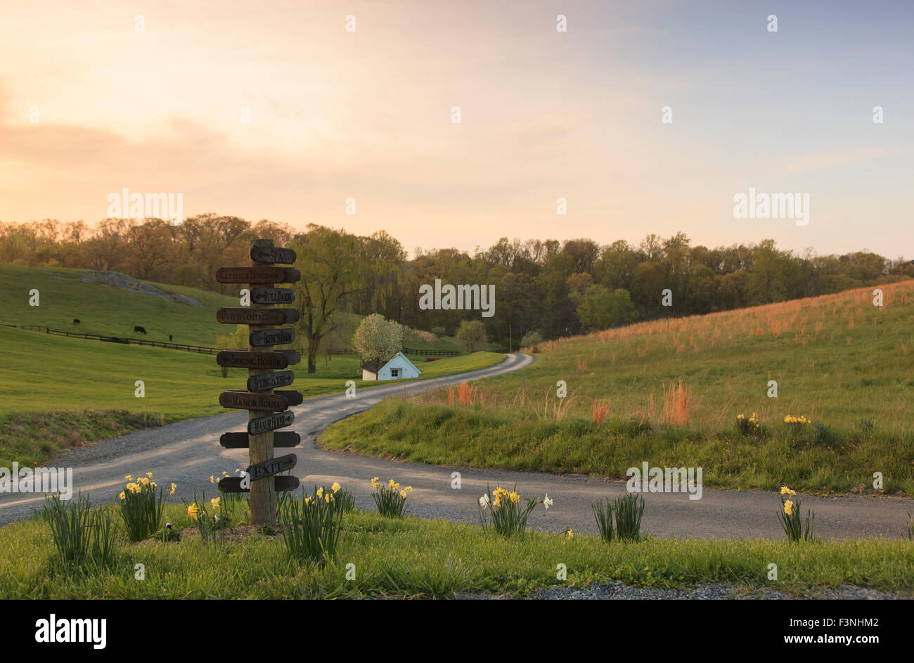 Roads converging, Goodstone Inn, Middleburg, Virginia,USA Stock Photo