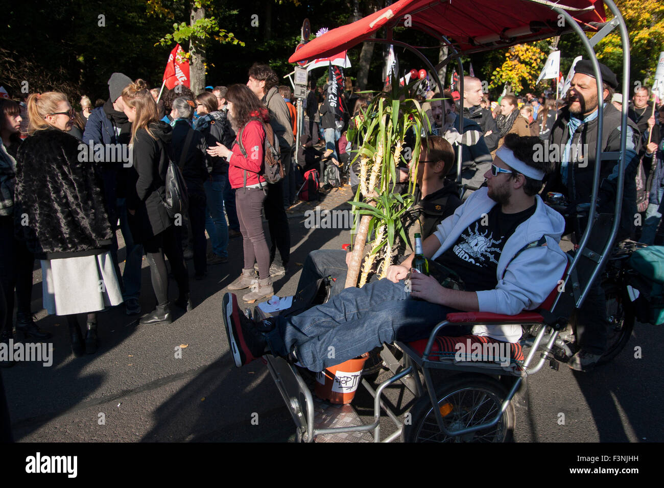 Berlin, Germany. 10th Oct, 2015. Demonstration against TTIP and CETA in Berlin, Germany. Stock Photo