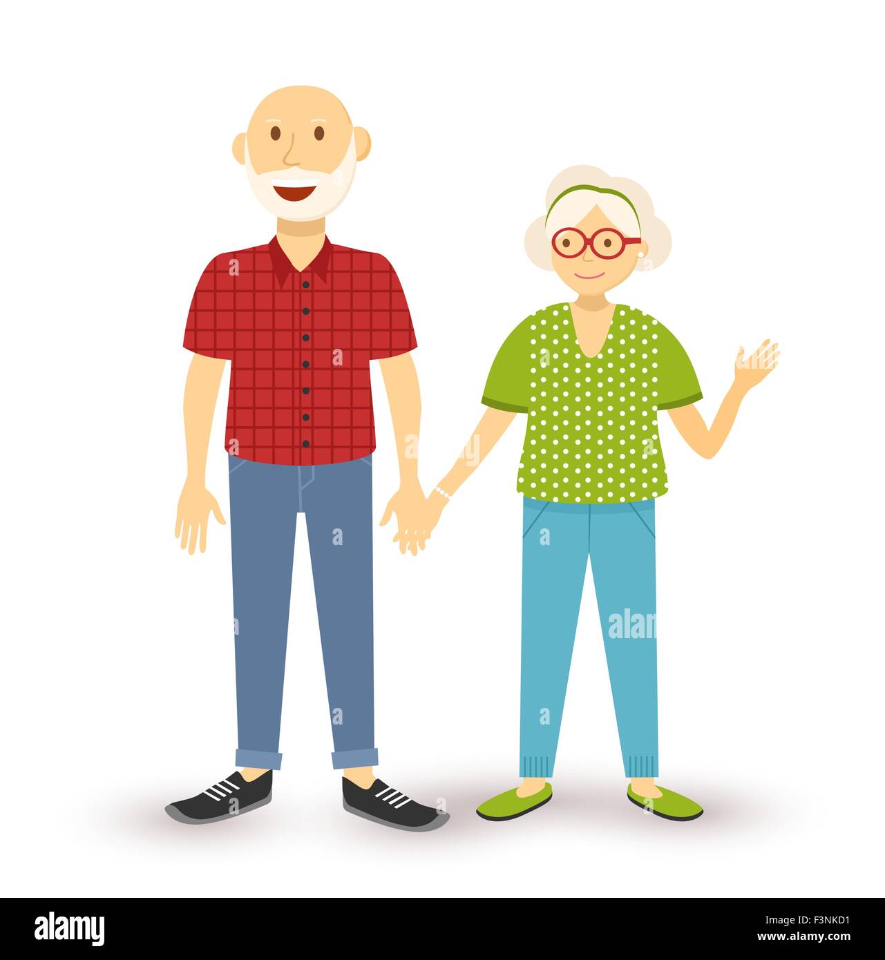 People collection: happy old elder grandparent couple with grandfather and grandmother in flat style illustration. EPS10 vector. Stock Vector