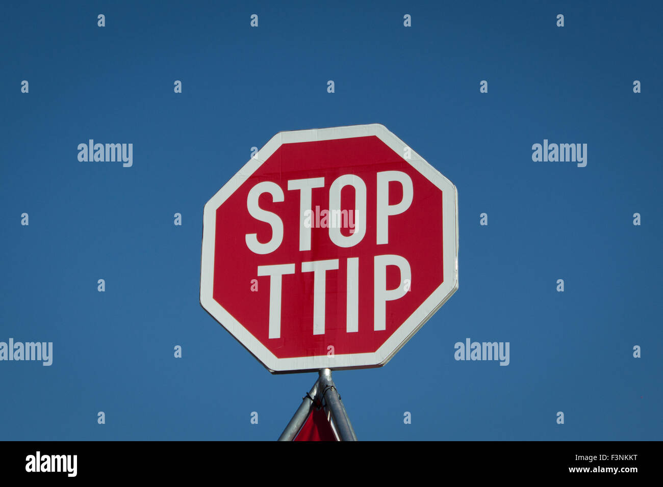 stop ttip sign - stop sign on anti ttip protest, berlin, germany Stock Photo