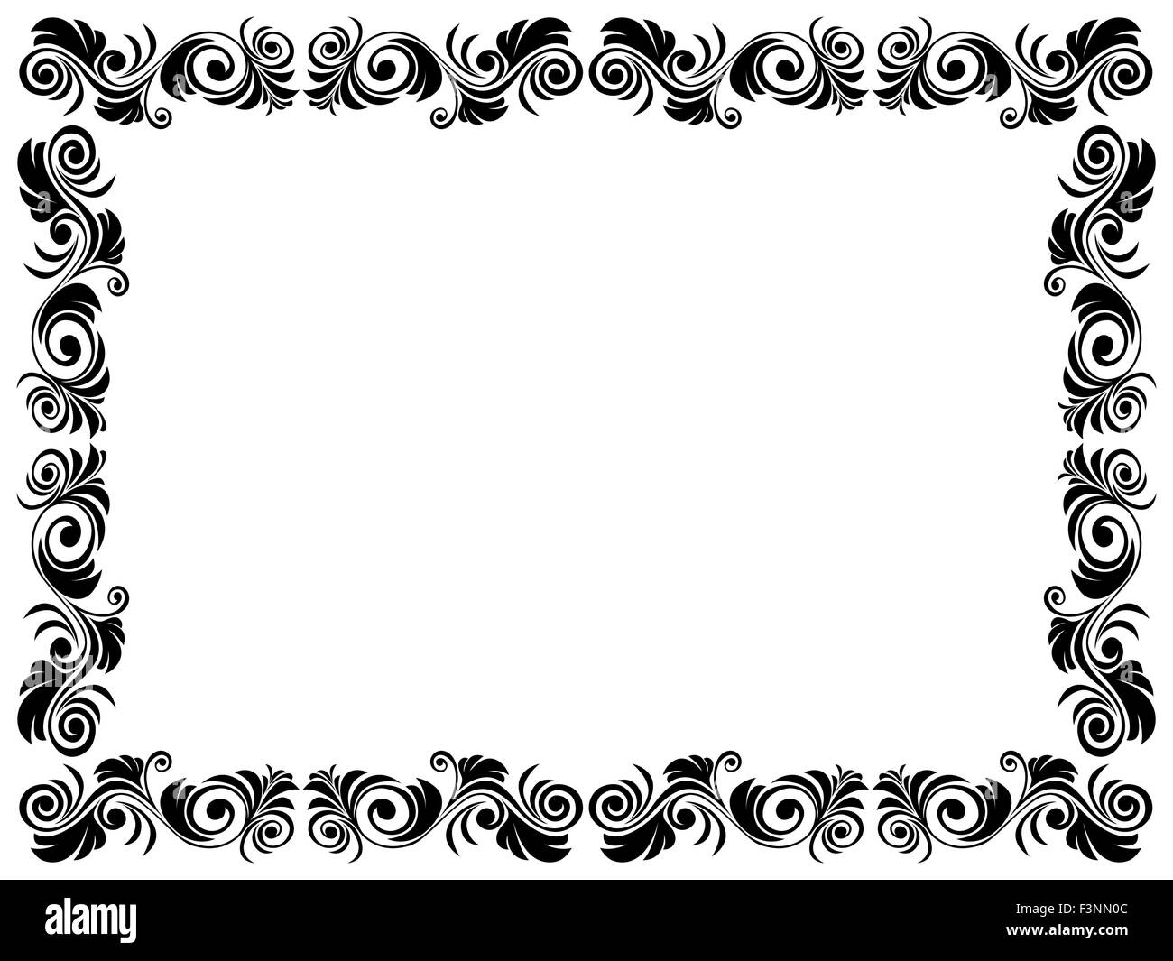 Black and white frame of blank with floral elements, hand drawing ...