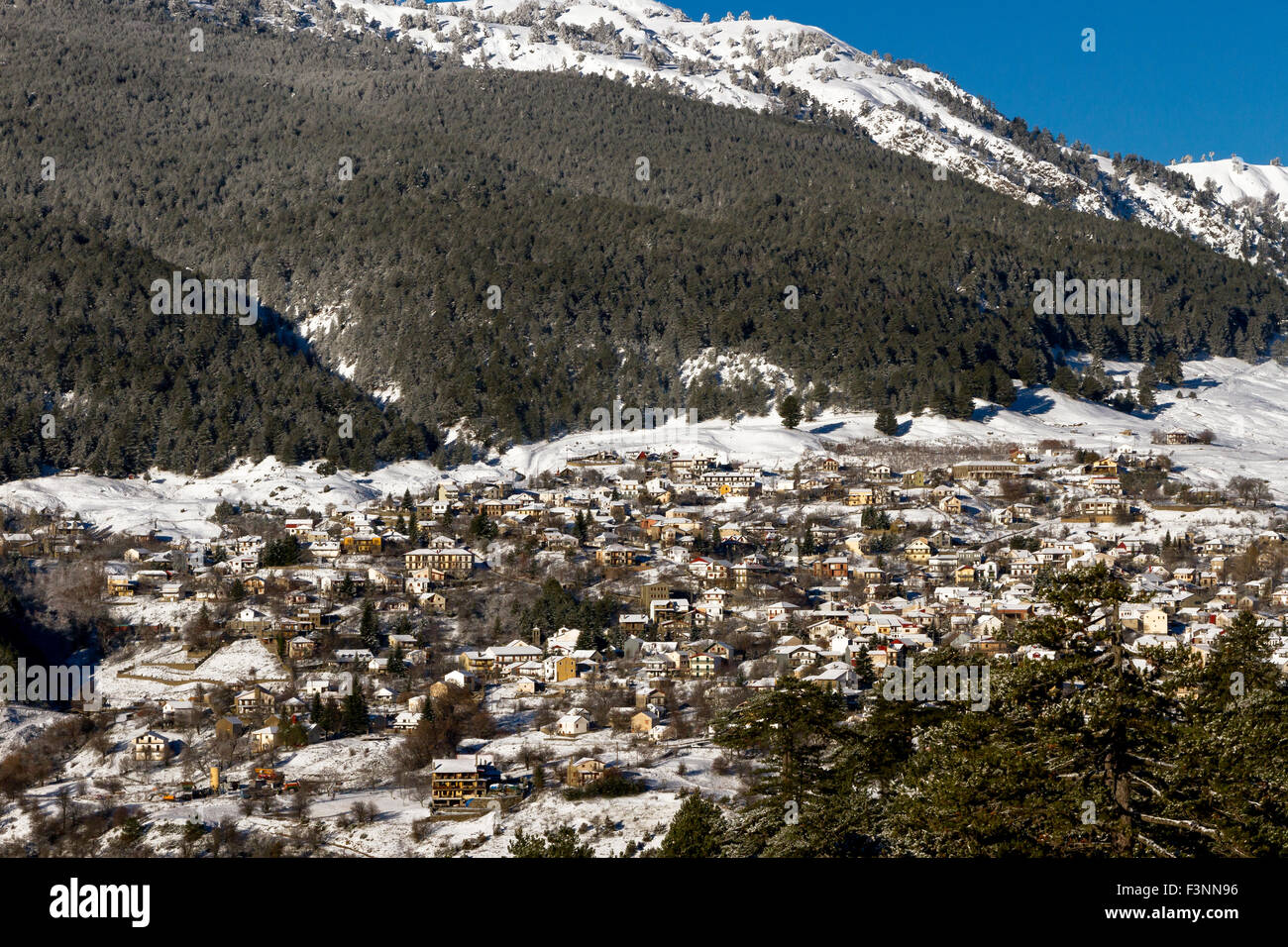 The mountainous village of Samarina, in the Greek region of Macedonia. Stock Photo
