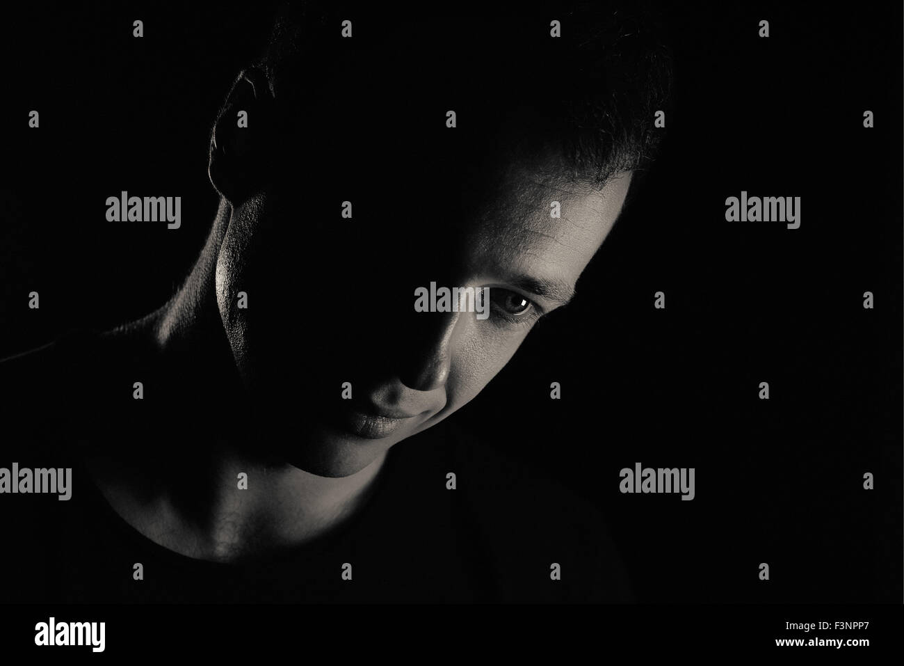 halfface man portrait Stock Photo Alamy