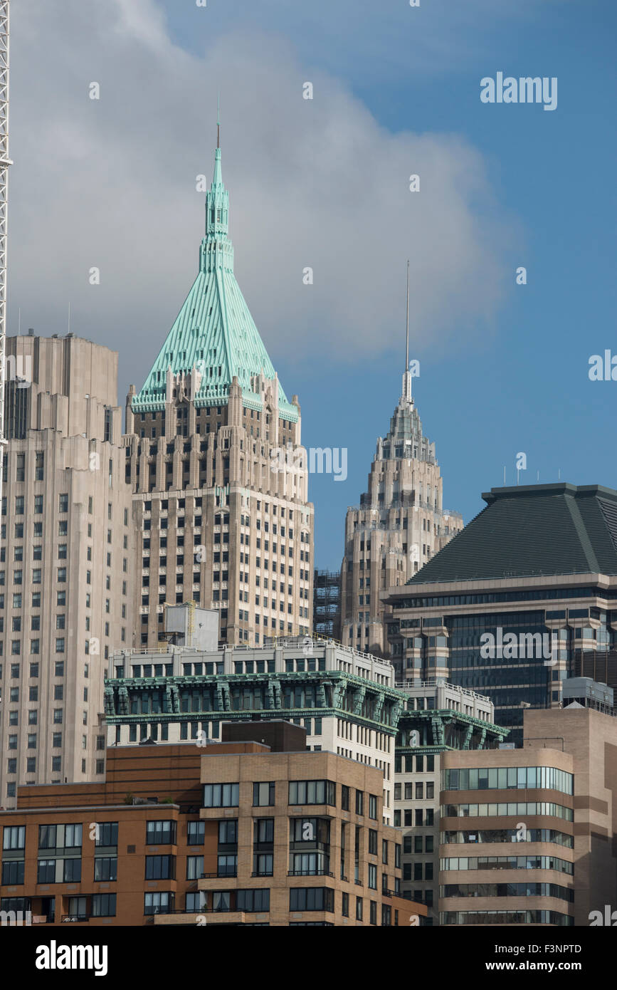 New York, New York City. Downtown city skyline. Stock Photo