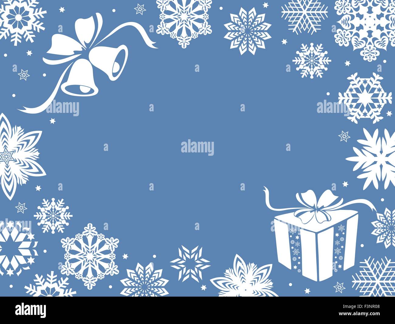 Christmas greeting card performed in blue shades, hand drawing vector ...