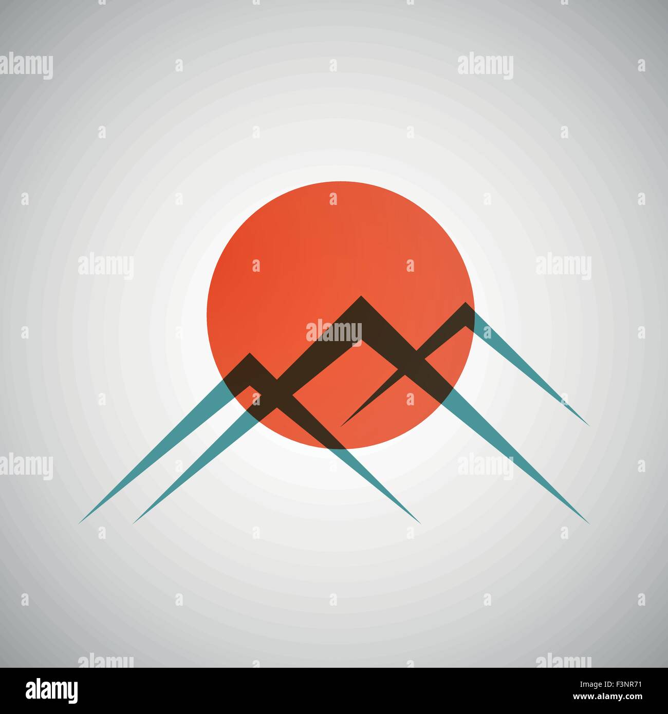 Vector mountains and sun icon Stock Vector Image & Art - Alamy