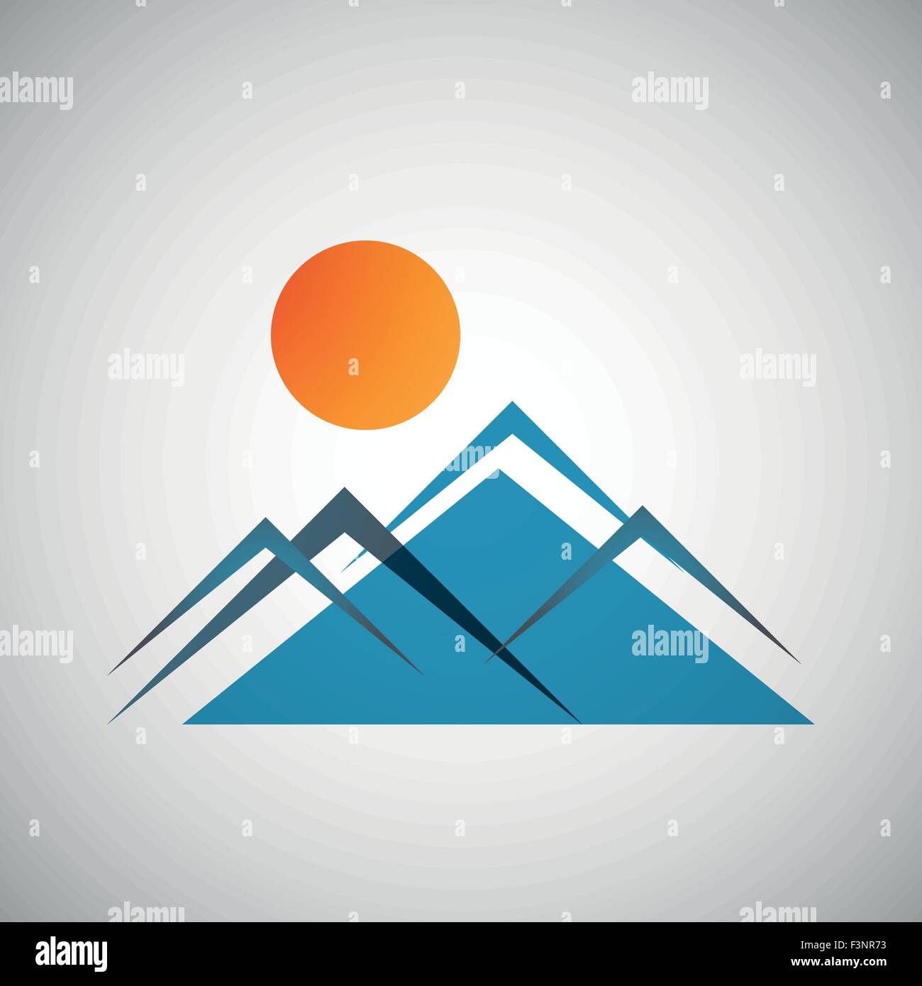Vector mountains and sun icon Stock Vector Image & Art - Alamy