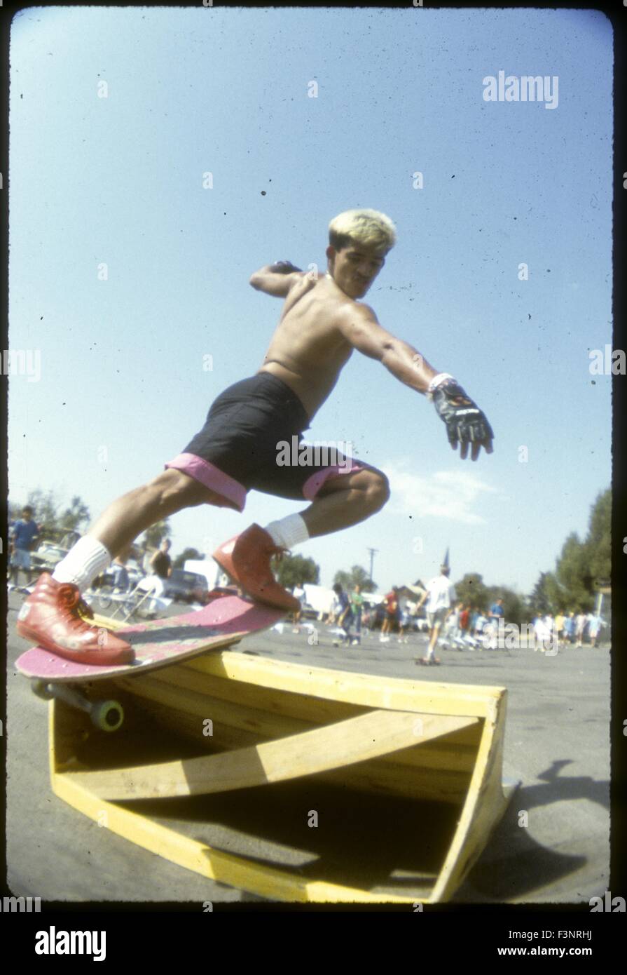 Powell Peralta skateboarder Tommy Guerrero skateboards during an October  1987 demo contest in Visalia, California Stock Photo - Alamy