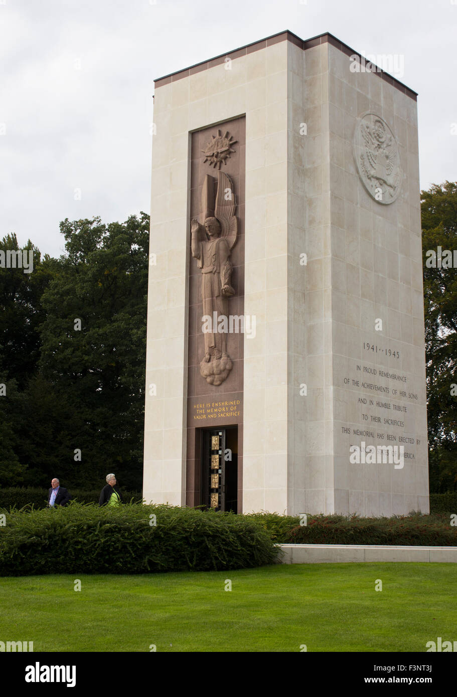 Memorial for the slain American soldiers after WWII at the American Cemetery in Luxembourg. Stock Photo