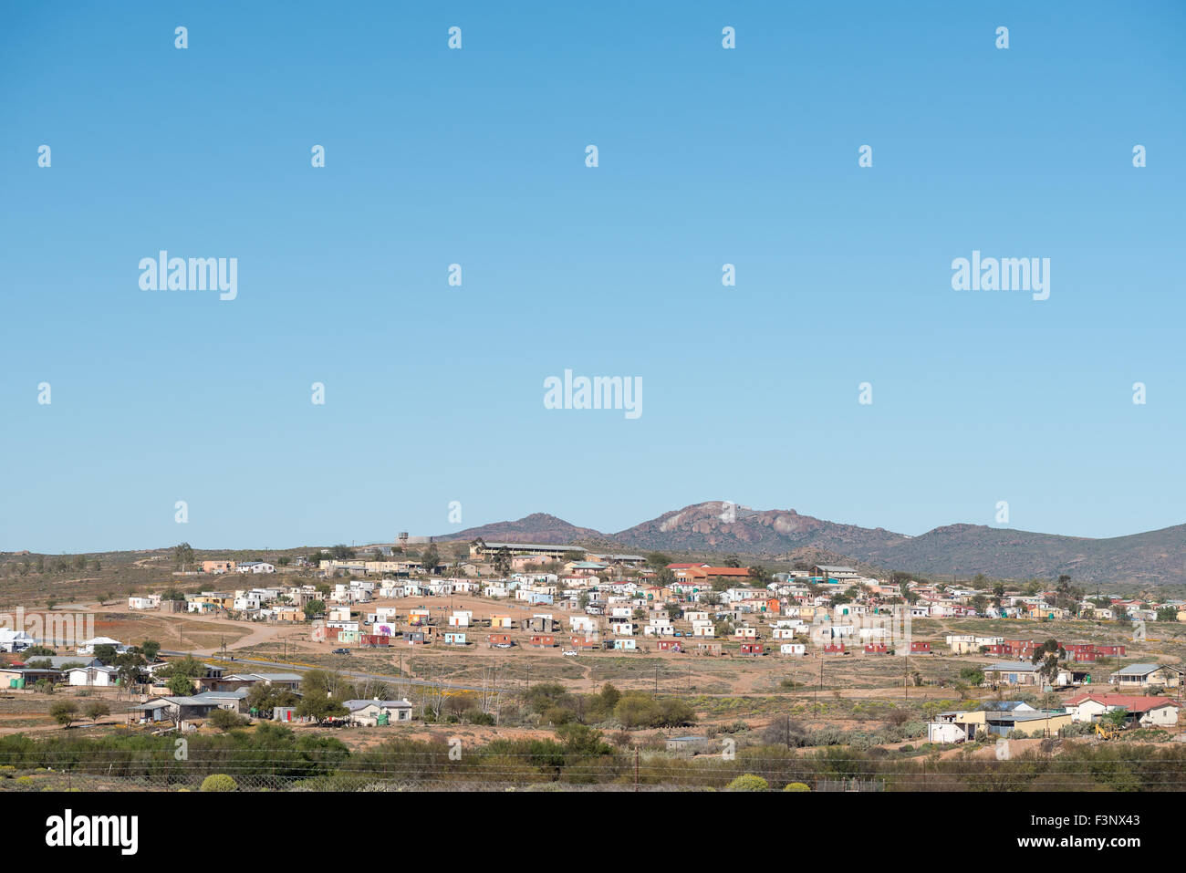 GARIES, SOUTH AFRICA - AUGUST 20, 2015: View of a township in Garies, a small town in the Northern Cape Namaqualand Stock Photo