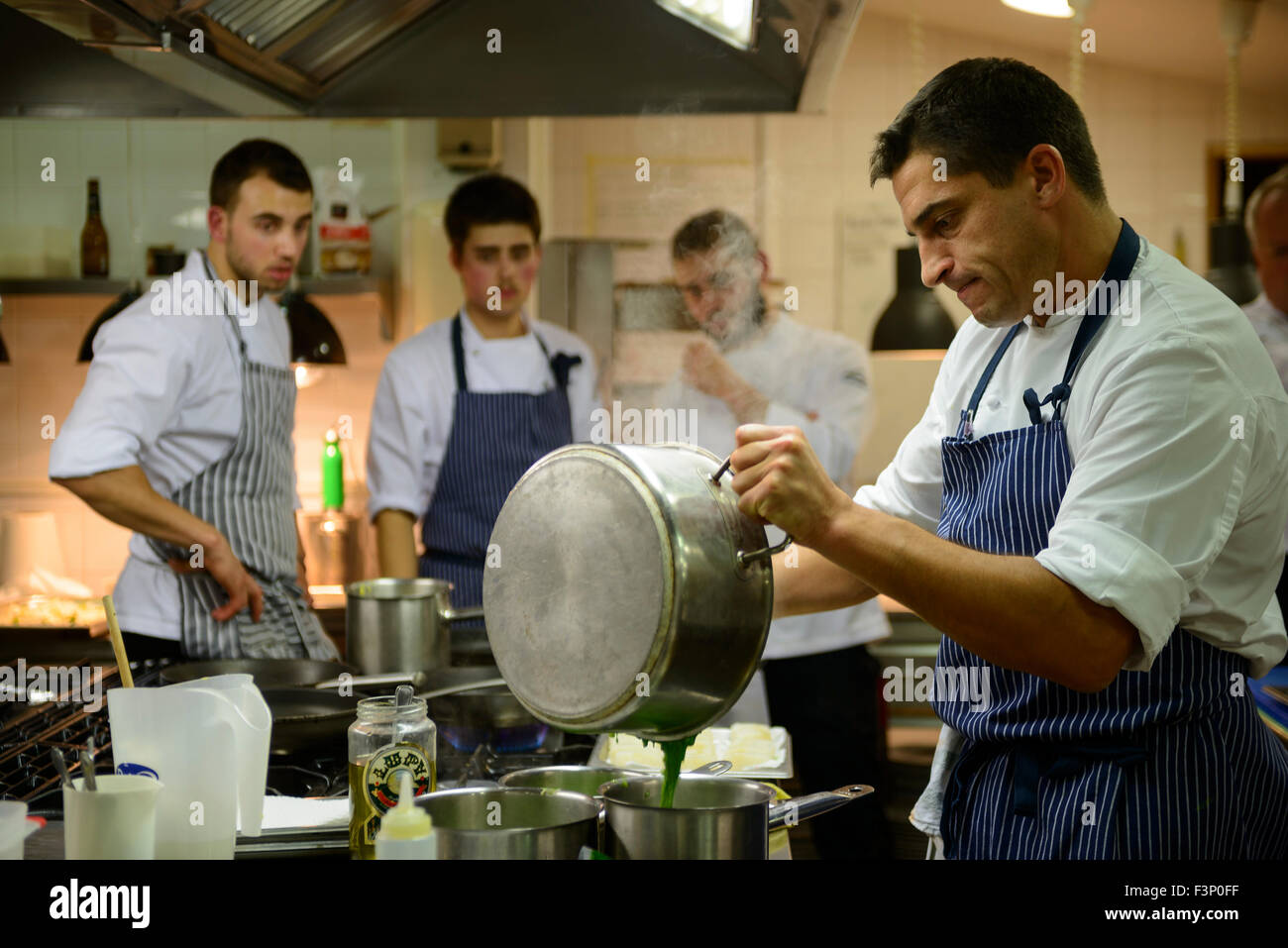 Portuguese chef Ricardo Costa cooking Stock Photo
