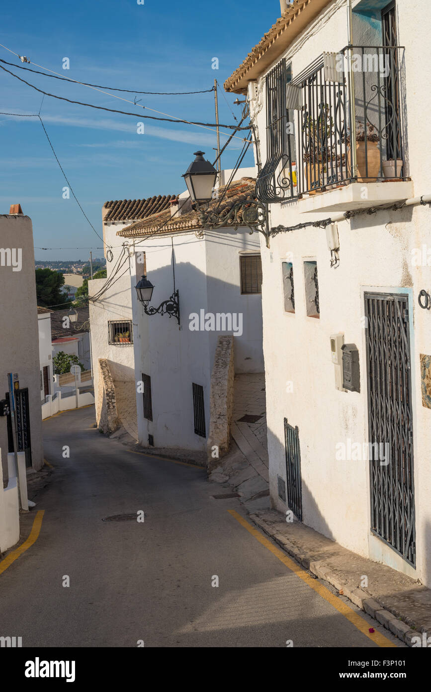 Narrow Whitewashed Street In The Old Town Of Altea Costa Blanca Spain narrow-whitewashed-street-in-the-old-town-of-altea-costa-blanca-spain