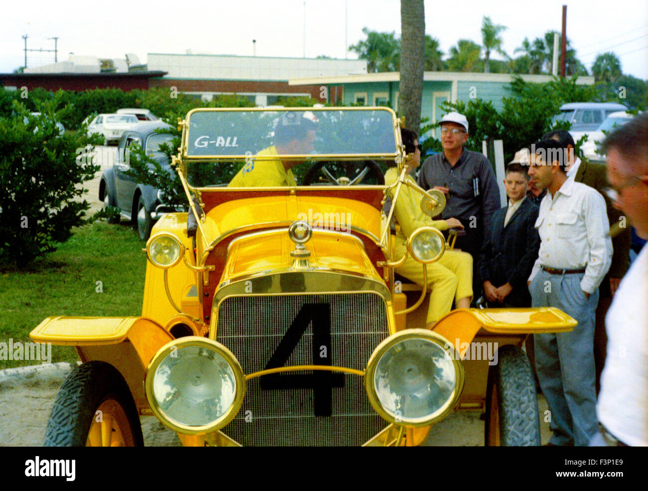 yellow early sports car at 1960s car show in Florida Stock Photo