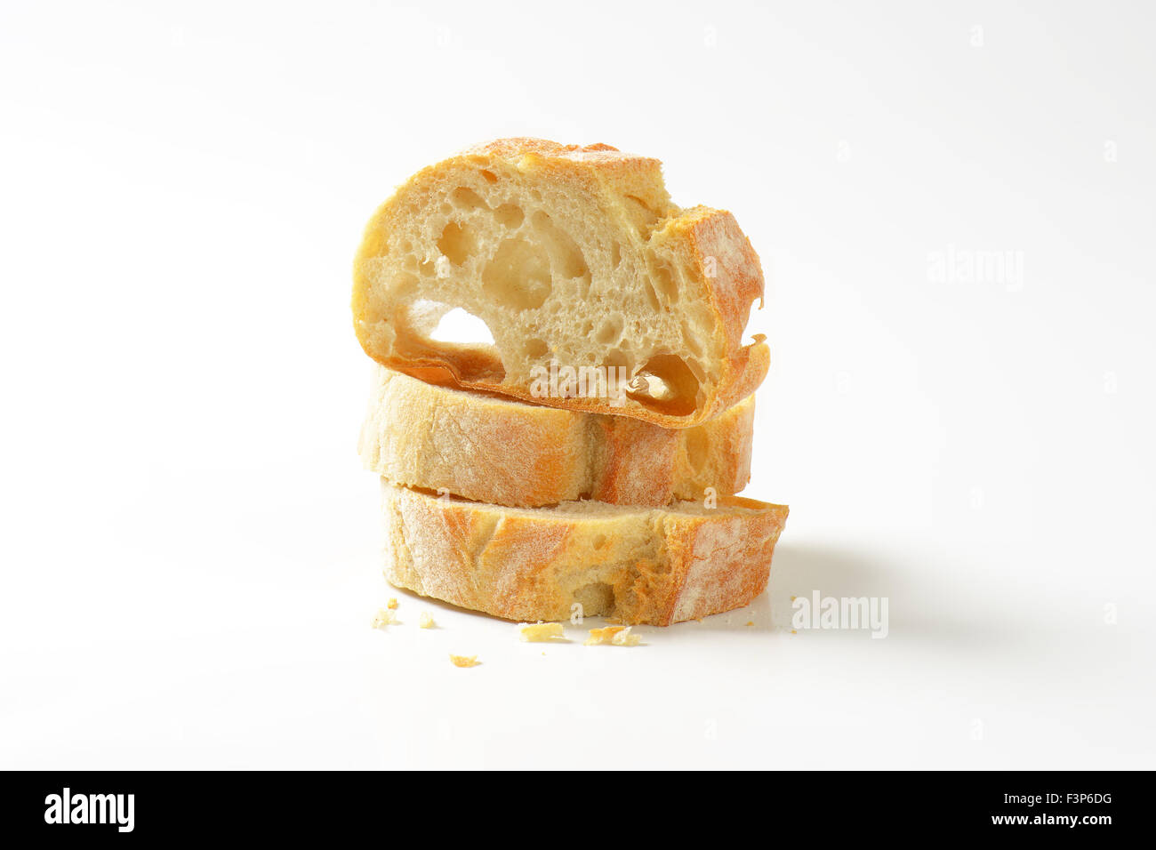 three slices of white bread on white background Stock Photo - Alamy