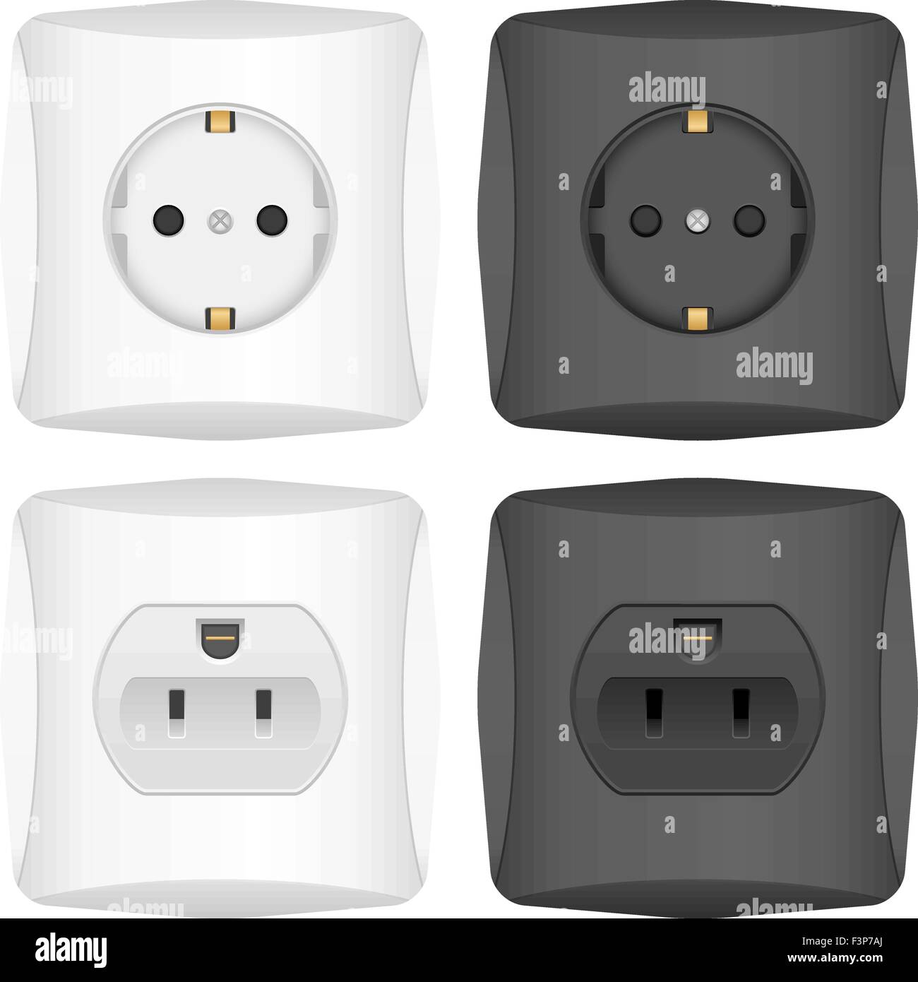 Electric socket set on a white background. Vector illustration Stock