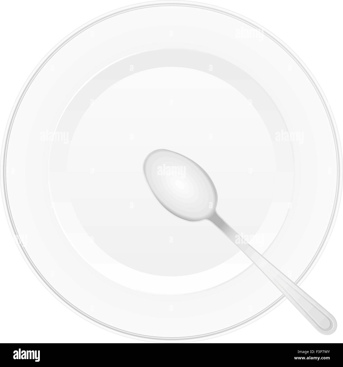 Empty white plate with spoon. Vector illustration Stock Vector Image ...
