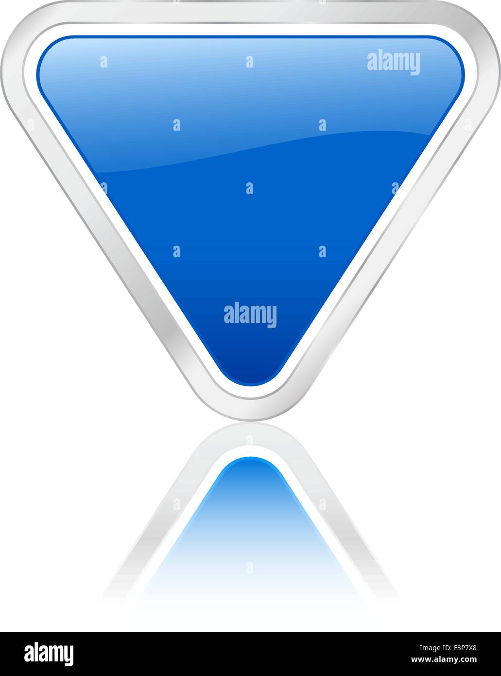 Triangular icon with metal contour, isolated on a white background ...